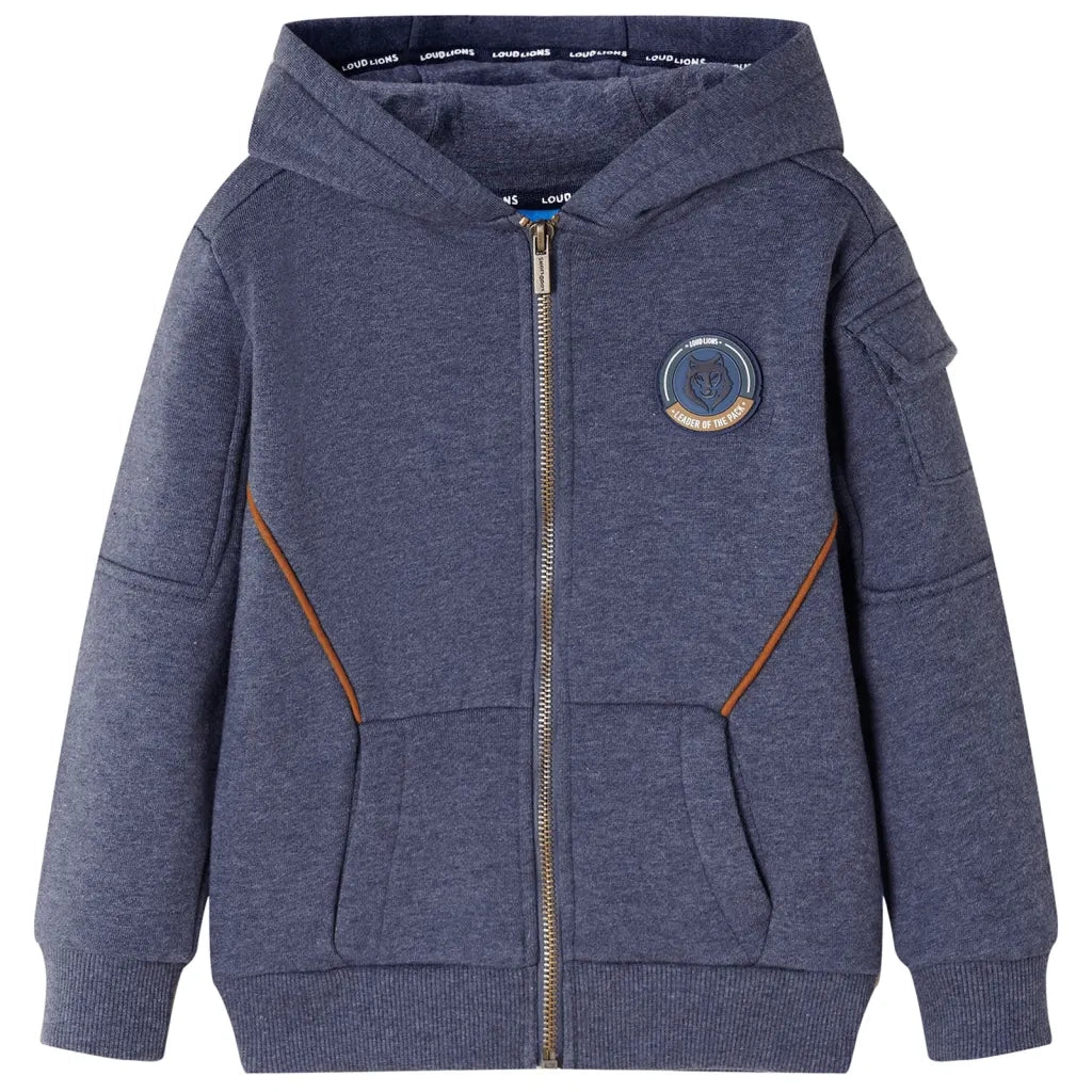 Felpa con Cappuccio e Cerniera per Bambini Blu Scuro MÃ©lange 104cod mxl 84497