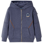Felpa con Cappuccio e Cerniera per Bambini Blu Scuro MÃ©lange 104cod mxl 84497