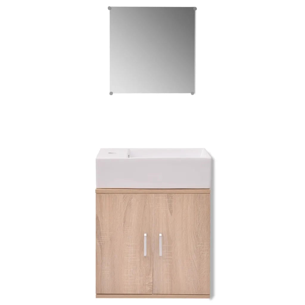 Set Mobili da Bagno con Lavabo 3 pz Beige 272228