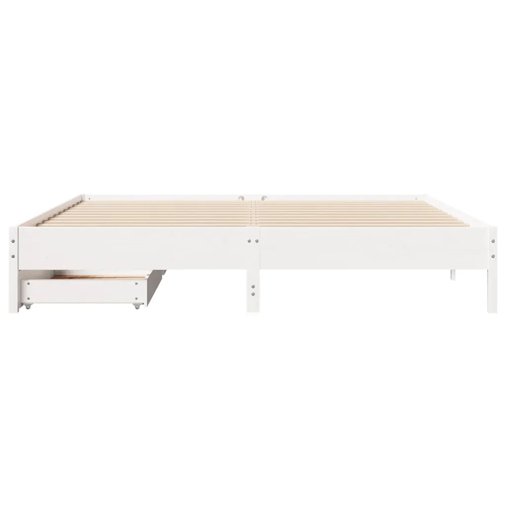 Giroletto senza Materasso Bianco 200x200 cm Legno Massello Pino 3301699