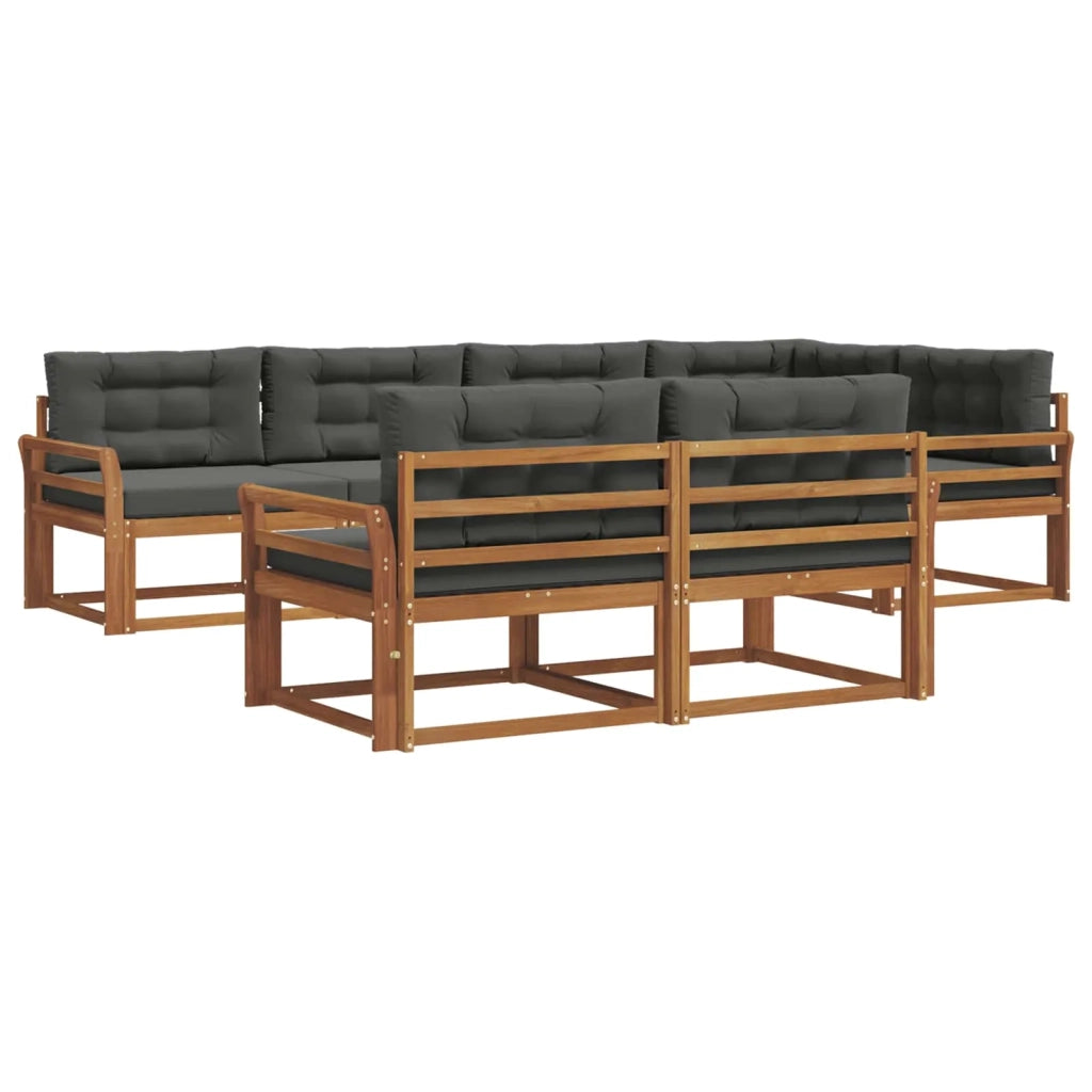 Set di divani da esterno con cuscino 7 pcs Naturale e Antracite