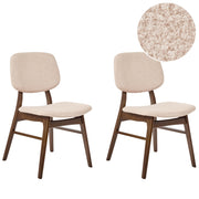 Set di 2 sedie da pranzo in tessuto beige e legno scuro stile retrò senza braccioli
