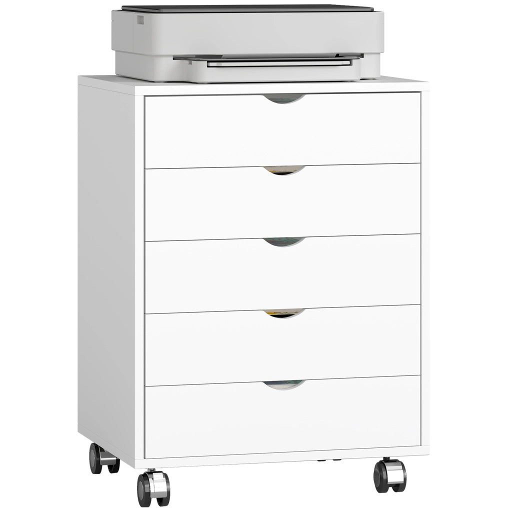 Cassettiera da Ufficio con 5 Cassetti ¨C Zephmum ¨C Bianco 50x40x67.5 cm