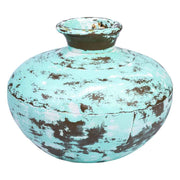 Vaso in metallo invecchiato verde 33x28x33