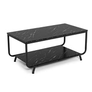 Tavolino da caff¨¨ in finto marmo, Tavolino moderno adatto a ufficio salotto e balcone 105x55x46,5cm Nero-Tavolini da salotto