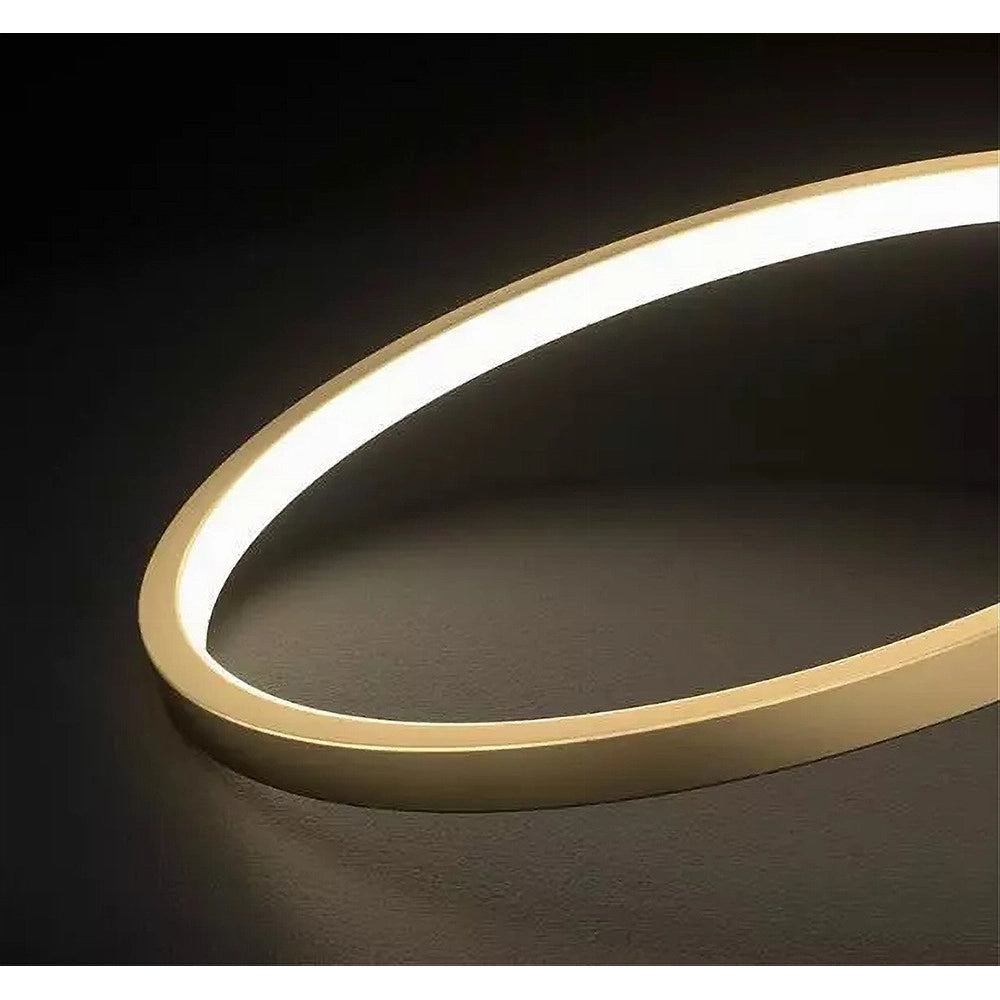 Trade Shop - Lampada Da Tavolo Led 12 W Design Curva Oro Touch Scrivania Comodino Ip20 32729 -