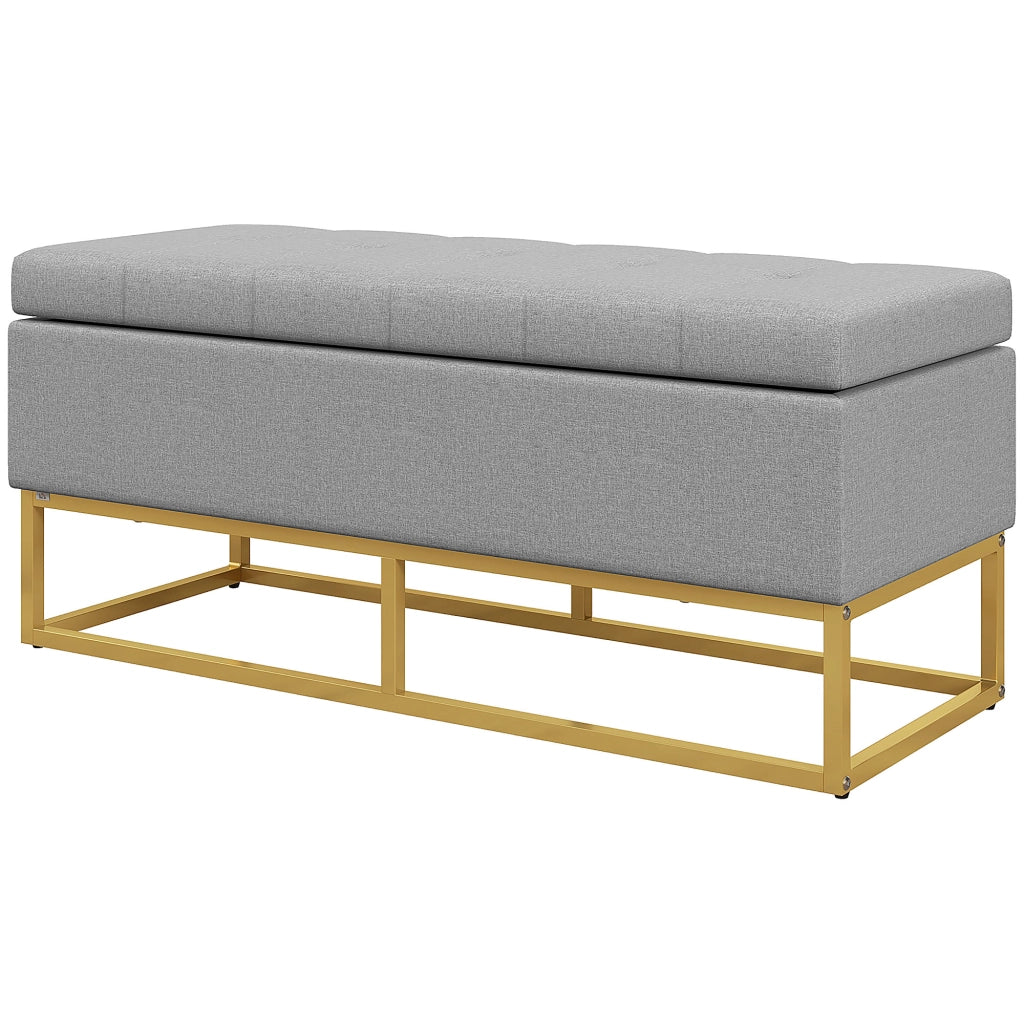 Divanetto 2 posti con contenitore ¨C zephmum ¨C 110x44x48 cm grigio dorato