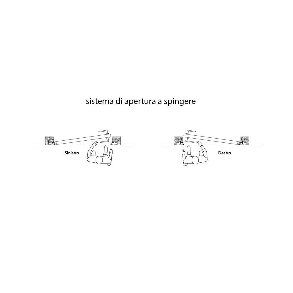 Facchinetti serratura corta a spingere destra 50mm con pomolo e cilindro staccato a 2 mandate