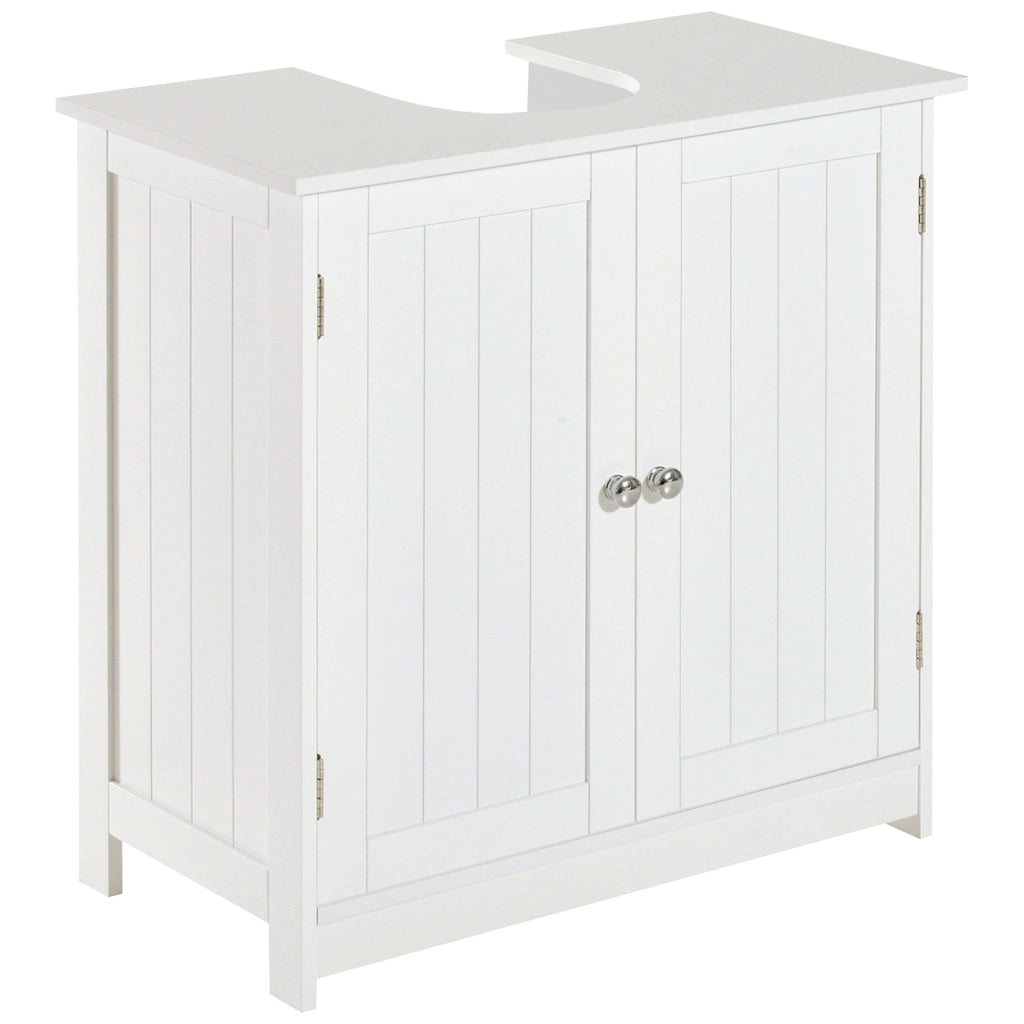 Easycomfort Amardietto Sottolavabo in MDF, Mobiletto Sottolavello Bianco per Bagno Con 2 Ante (60x30x60cm)