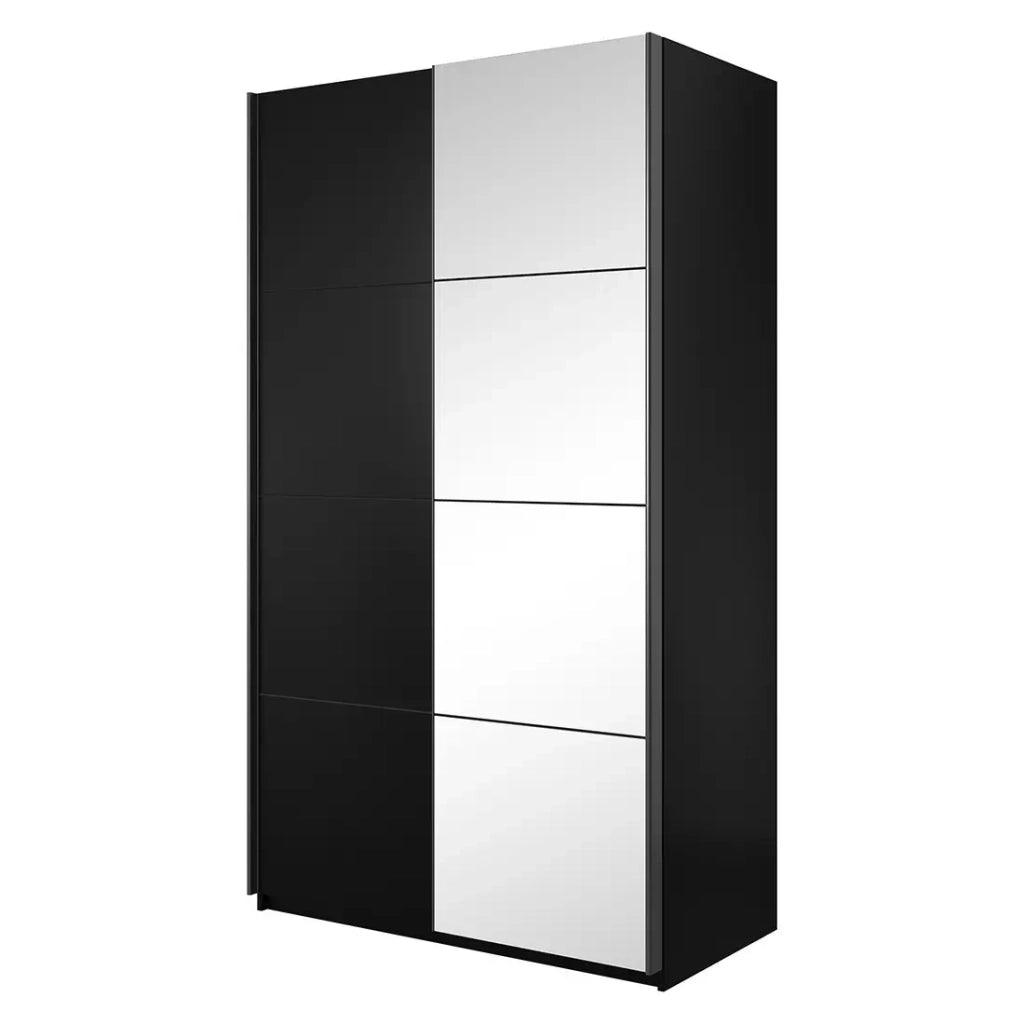 Armadio design 150cm. 2 porte con specchi modulari. Colore nero opaco. Collezione EOS