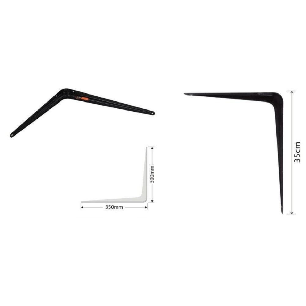 Trade Shop - Set 2 Pz Reggimensola Supporto Staffa Triangolo Mensola Metallo 35 Cm Nero 91274 -