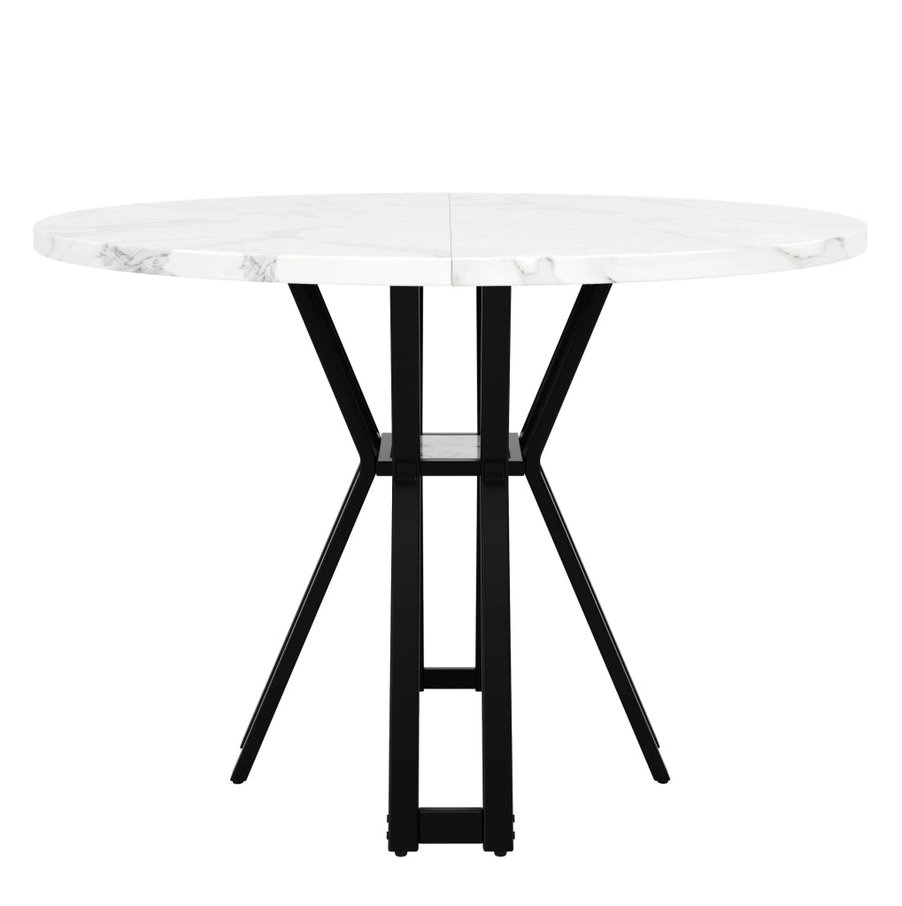 Tavolo da pranzo 100x100x76 cm con piedini regolabili; MDF e metallo nero