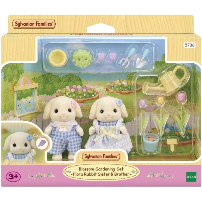 Bambola - SYLVANIAN FAMILIES - Fratello e sorella Coniglio Ariete - Giardinaggio - Articolata - Multicolor
