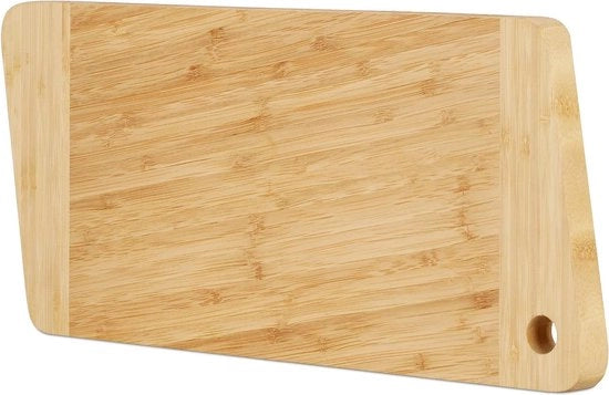 Pannello di taglio in bambù rettangolare con griglia e occhio 38 x 18 cm - Piatto di servizio robusto naturale