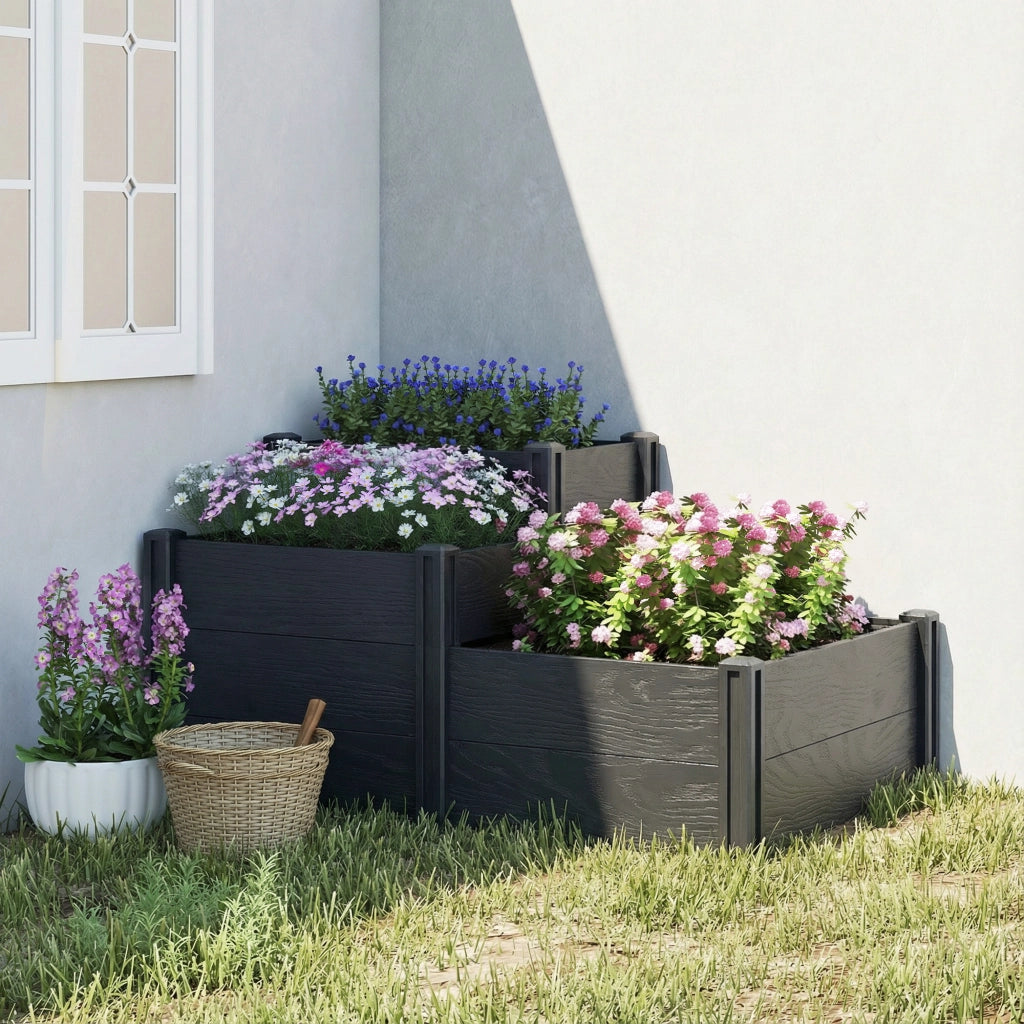 Letto da giardino a 3 livelli ¨C zephmum ¨C grigio 120x80x64 cm