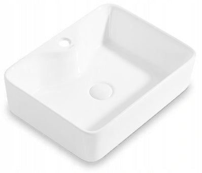 Lavabo da appoggio in ceramica bianco rettangolare 47 cm x 37 cm grande