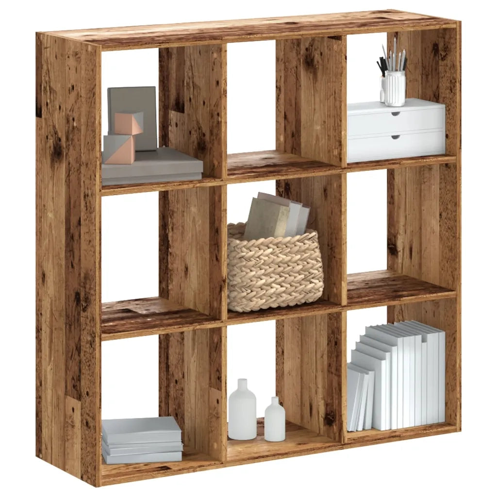 Libreria-Scaffale per Libri-Mobile di Stoccaggio Legno Antico 102x32x102 cm in Legno Multistrato