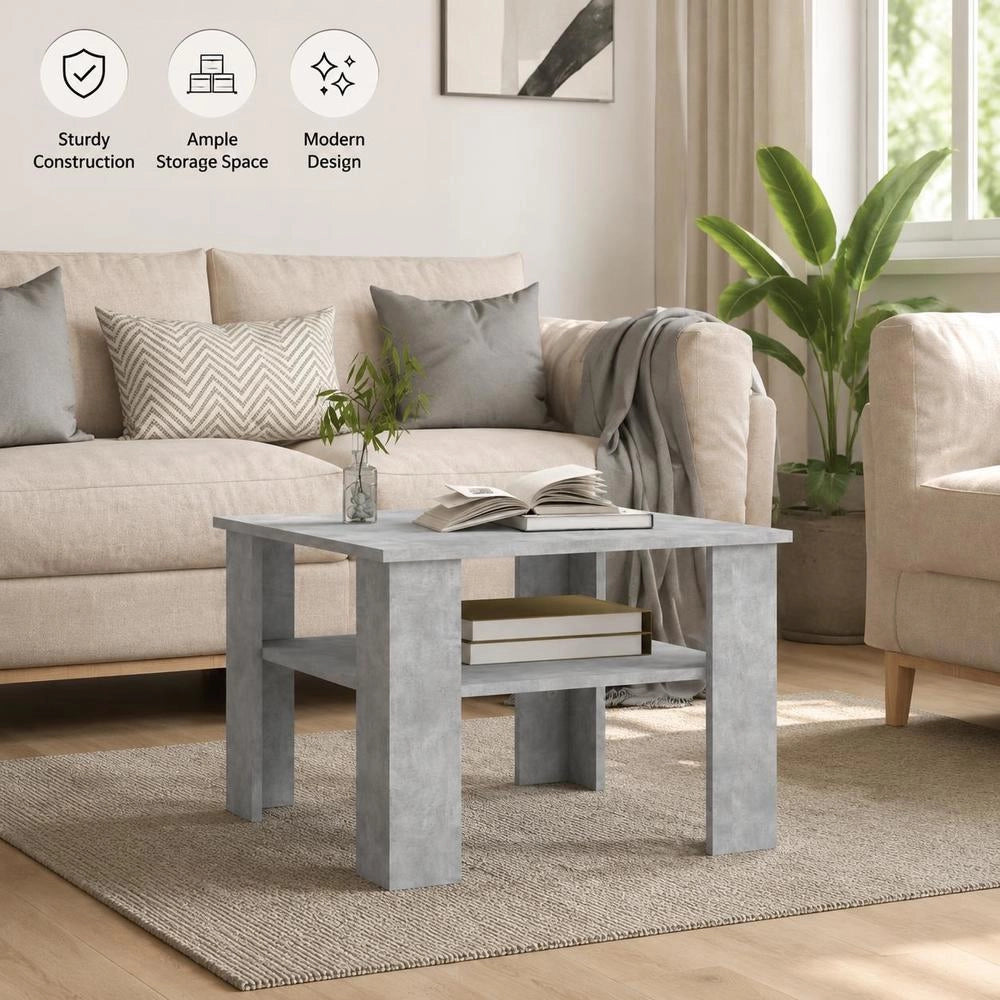 Coffee Table Concrete Grey 60x60x42 Cm Wood Material