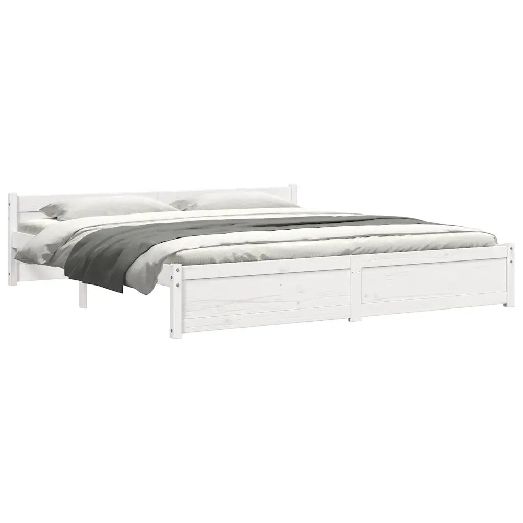 Letto matrimoniale | Letto per adulti | Giroletto Bianco in Legno Massello 180x200 cm Super King