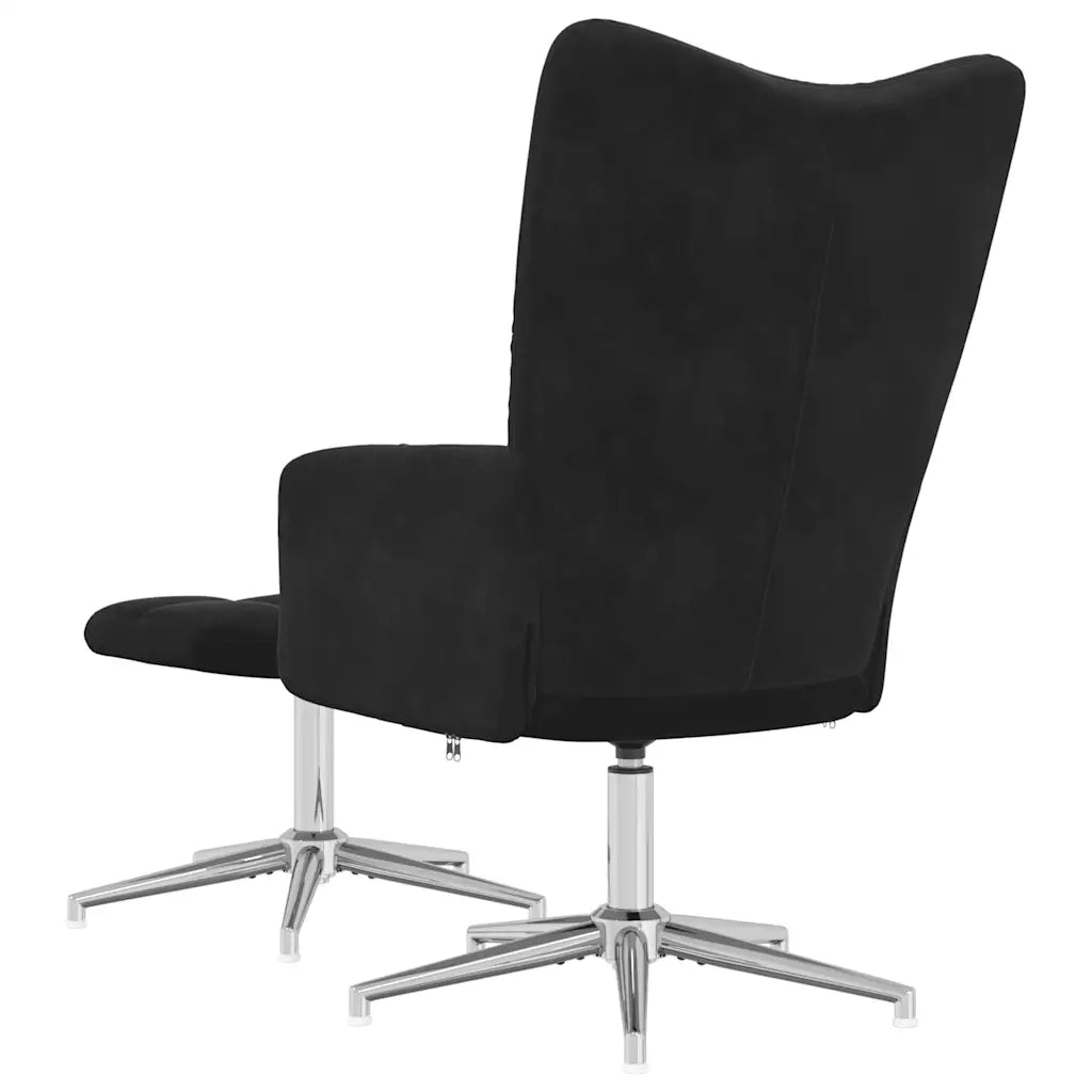 Poltrona Relax | Sedia Relax con Poggiapiedi Nero in Velluto