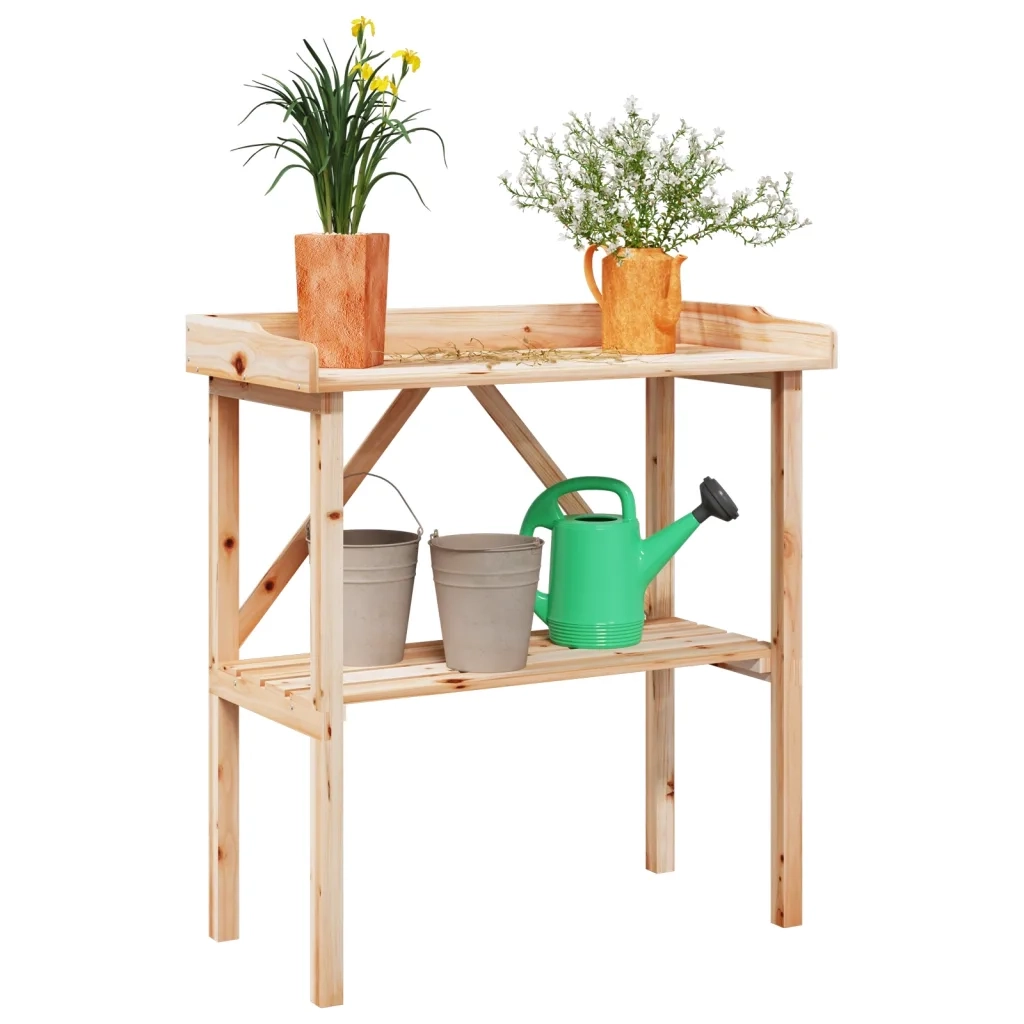Tavolo Piante con Ripiano 78x38x,82,5cm Legno Massello di Abete CFW9189569
