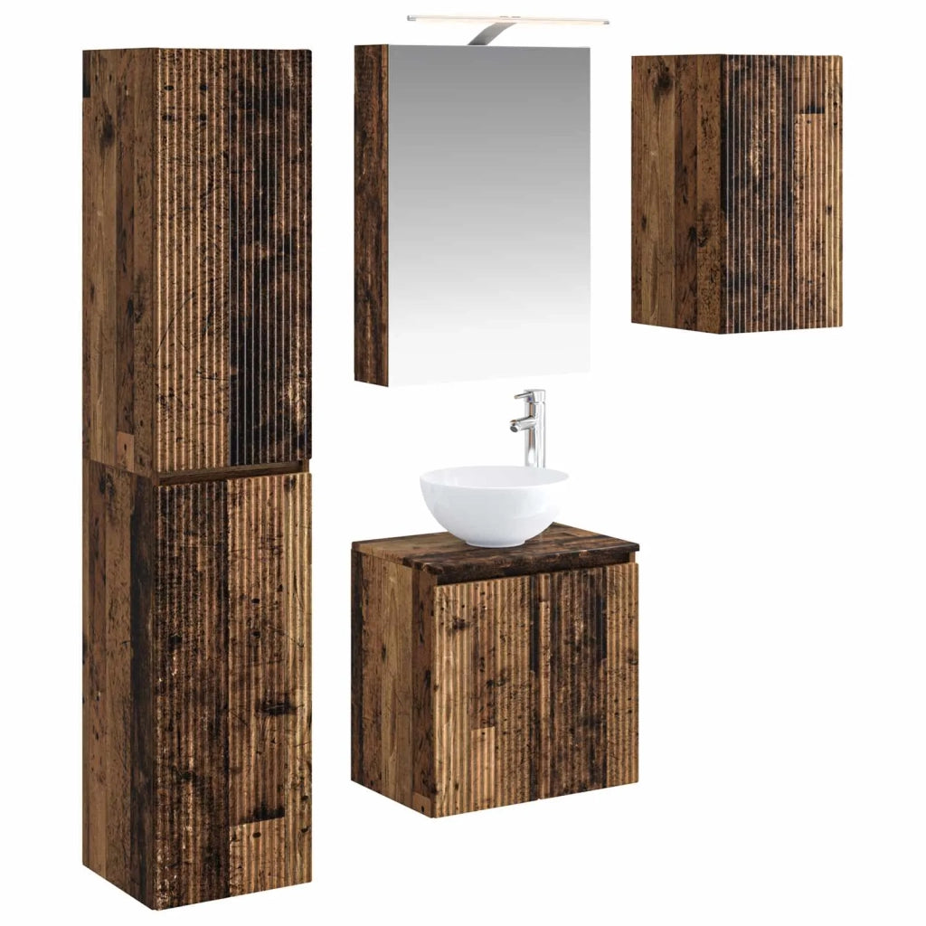 Set di Armadi da Bagno 5 pcs Legno antico 50 x 14,5 x 70 cm 3407293