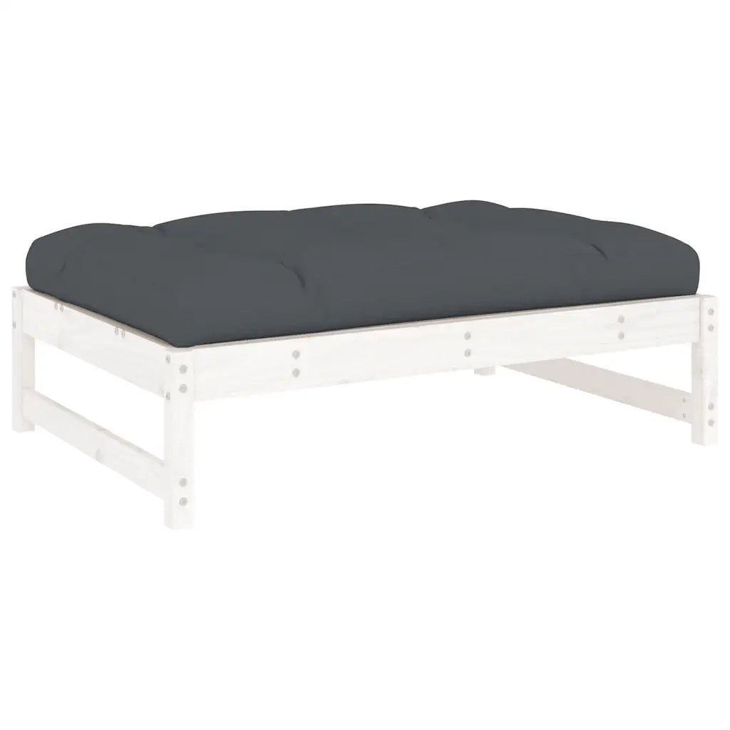 Sedia da giardino-Poggiapiedi da Giardino 120x80 cm Legno Massello di Pino Bianco 797004