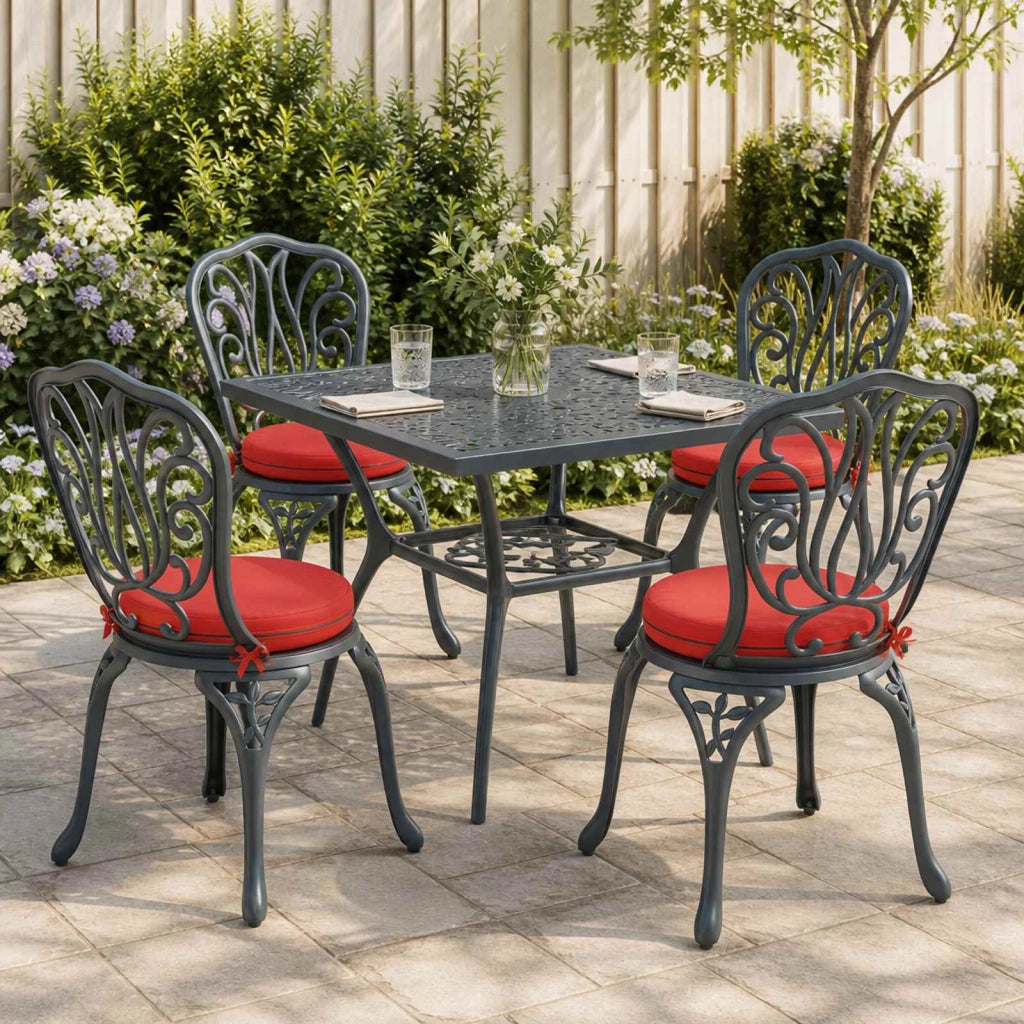 Cuscini per Sedia in 4 Pezzi SOEST 4 pz 100% Poliestere Rosso 946350