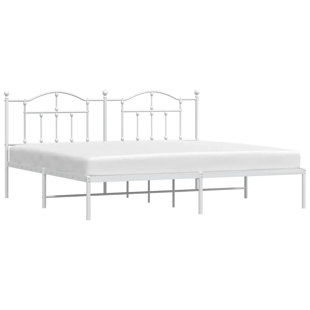 Giroletto con Testiera-Struttura Letto con testiera Metallo Bianco 193x203 cm 455715