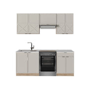 Cucina componibile Fame-Line GrigioBeige/Rovere dorato 200 cm, PL Marmo Vicco