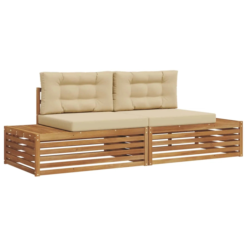Set di divani da esterno-Sofa da giardino Naturale e Beige 203,5 x 83 x 73 cm