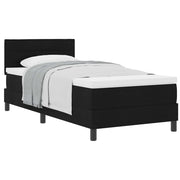 Letto singolo | Letto per adulti | Letto a molle con testiera Nero 90 x 200 cm Tessuto