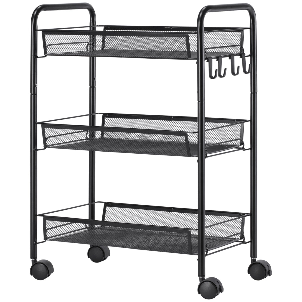 Tavolino a rotelle con cestelli ¨C zephmum ¨C 45x26.5x63 cm Nero