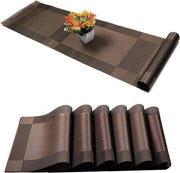 Set di tovaglie e tappeti da tavolo - tovaglia a maglia incrociata - tappeti da tavolo in PVC - tavolo da pranzo per feste - campagna Natale Ringraziamento - riunioni (marrone)