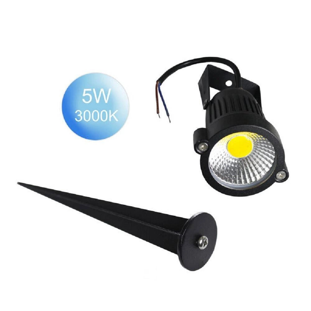 Trade Shop - Faretto Led Cob 5 W Picchetto Esterno Giardino Es06 Luce 4000k 6500k 3000k Verde -
