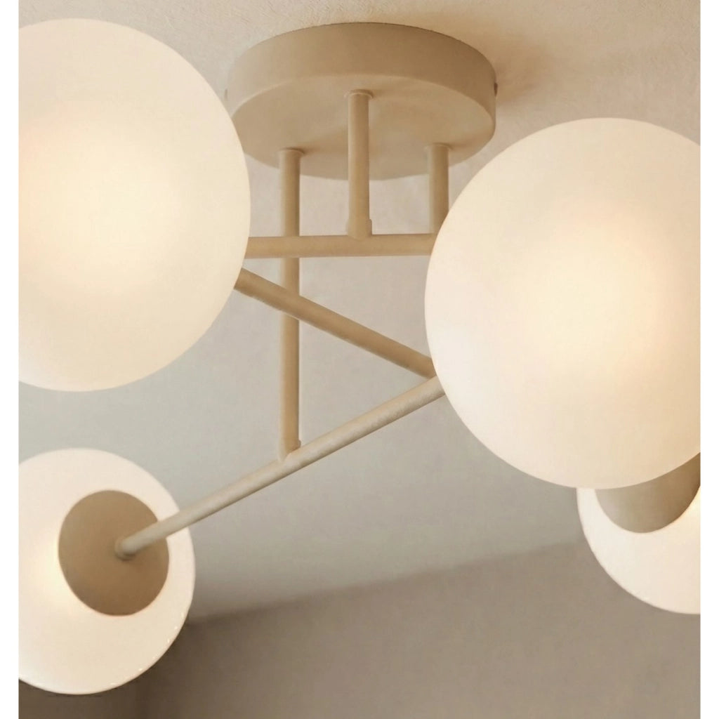 Lampada a sospensione ROMA in acciaio beige e vetro opalino