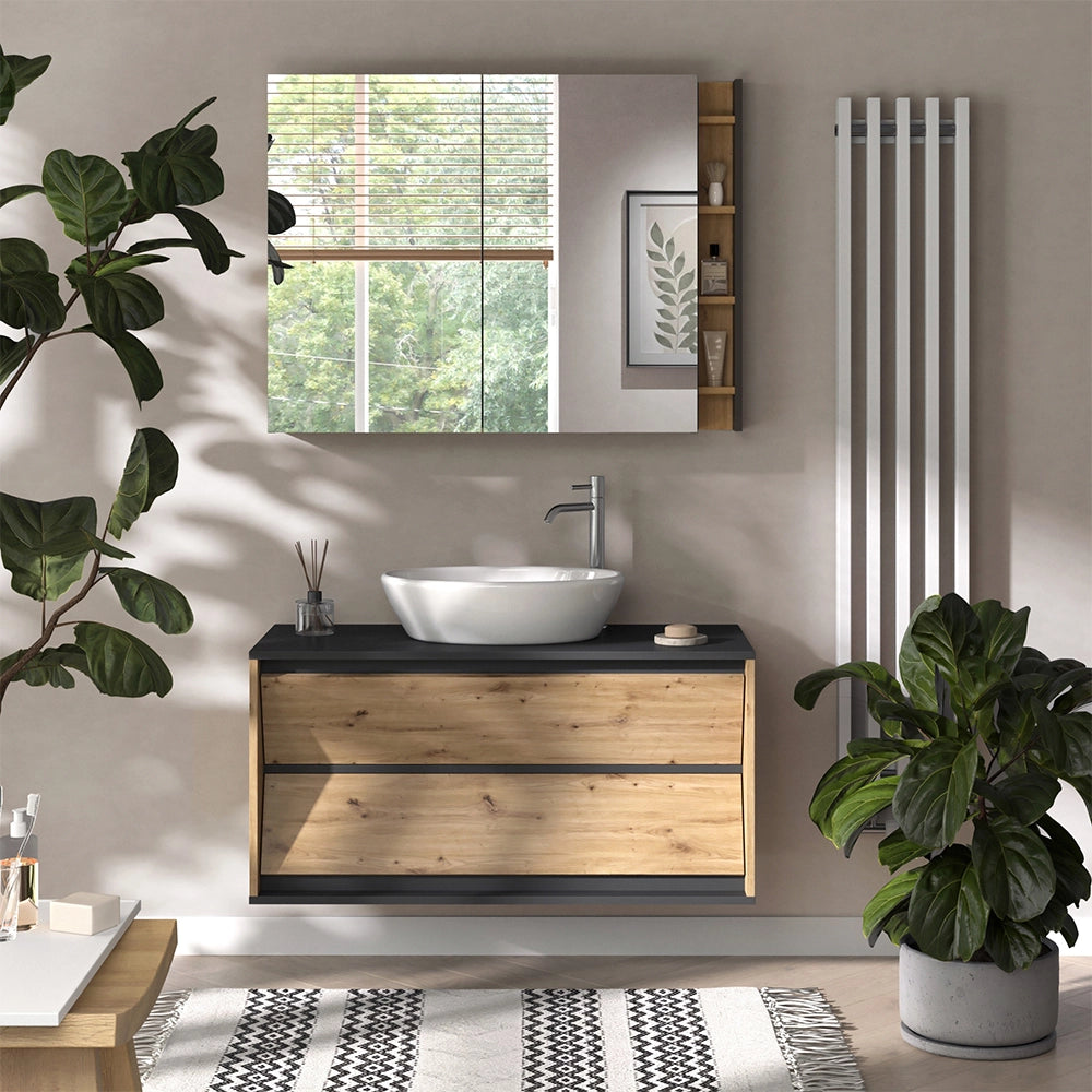 Vicco Set di mobili da bagno Antracite/Artisan 2 parti