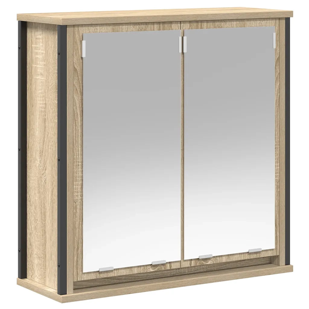 vidaXL Pensile da Bagno con Specchio Rovere Sonoma 60x21x60 cm