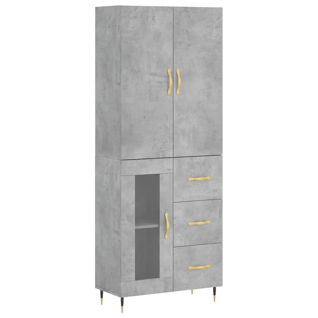 Credenza-Buffet-Armadio da cucina Grigio Cemento 69,5x34x180 cm in Legno Multistrato 603923