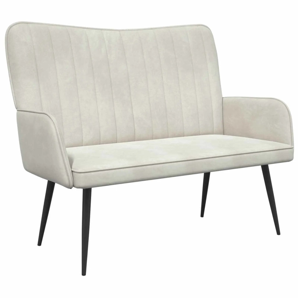 Sofa a Due Posti Crema 115 x 61 x 87 cm Velluto 42028967