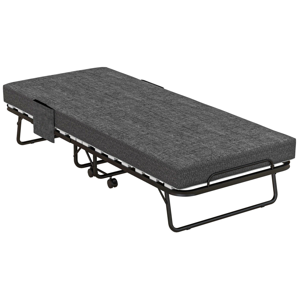 Letto pieghevole con materasso ¨C zephmum ¨C 190x80x42 cm, metallo, grigio scuro