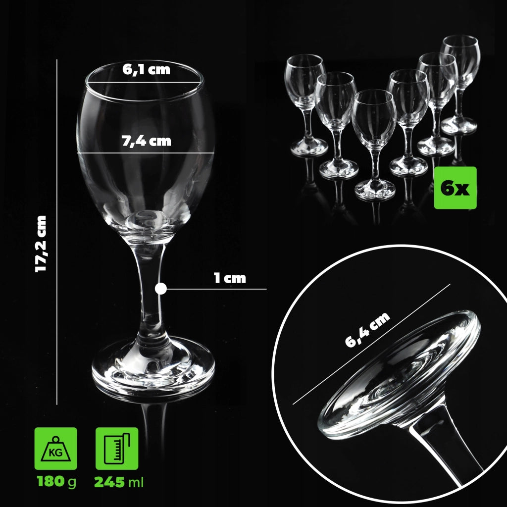 Set di 6 bicchieri da vino bianco KADAX da 245 ml, elegante set di bicchieri
