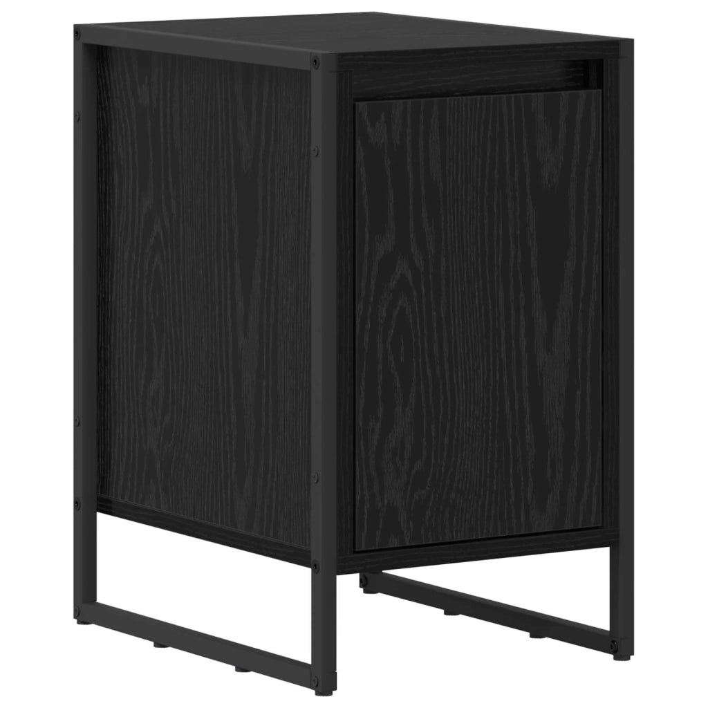 Comodino | Armadio da Notte | Mobiletto da notte Rovere Nero 39,5 x 30 x 50 cm Legno multistrato