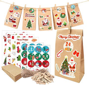 Adventskalender da assemblaggio 24 pezzi, sacchetti per dolci con etichetta, chiusura e corda per biscotti, 18 x 9 x 5,5 cm