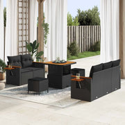 Set Divano da Giardino con cuscino 10 pcs Nero polyrattan 3365064