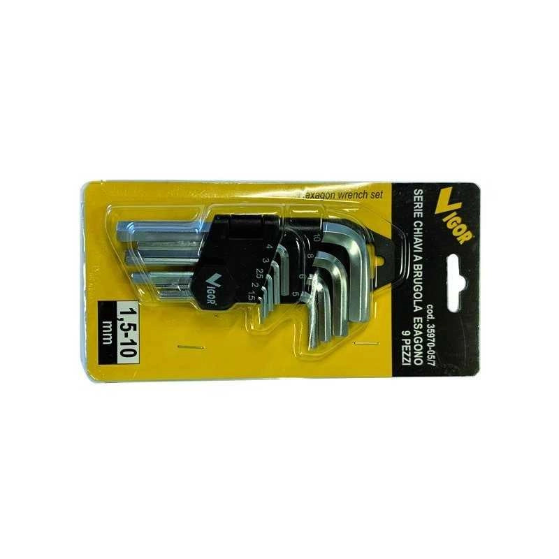 Serie Chiave a Brugola Vigor Hex 9Pz Supporto 1,5-10 Mm