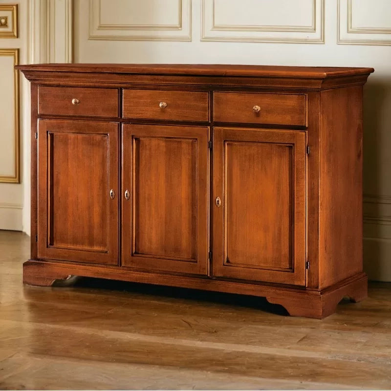 Madia credenza arte povera 3 porte 3 cassetti legno tinta noce 147x45x93 (109) - Mobili 2G