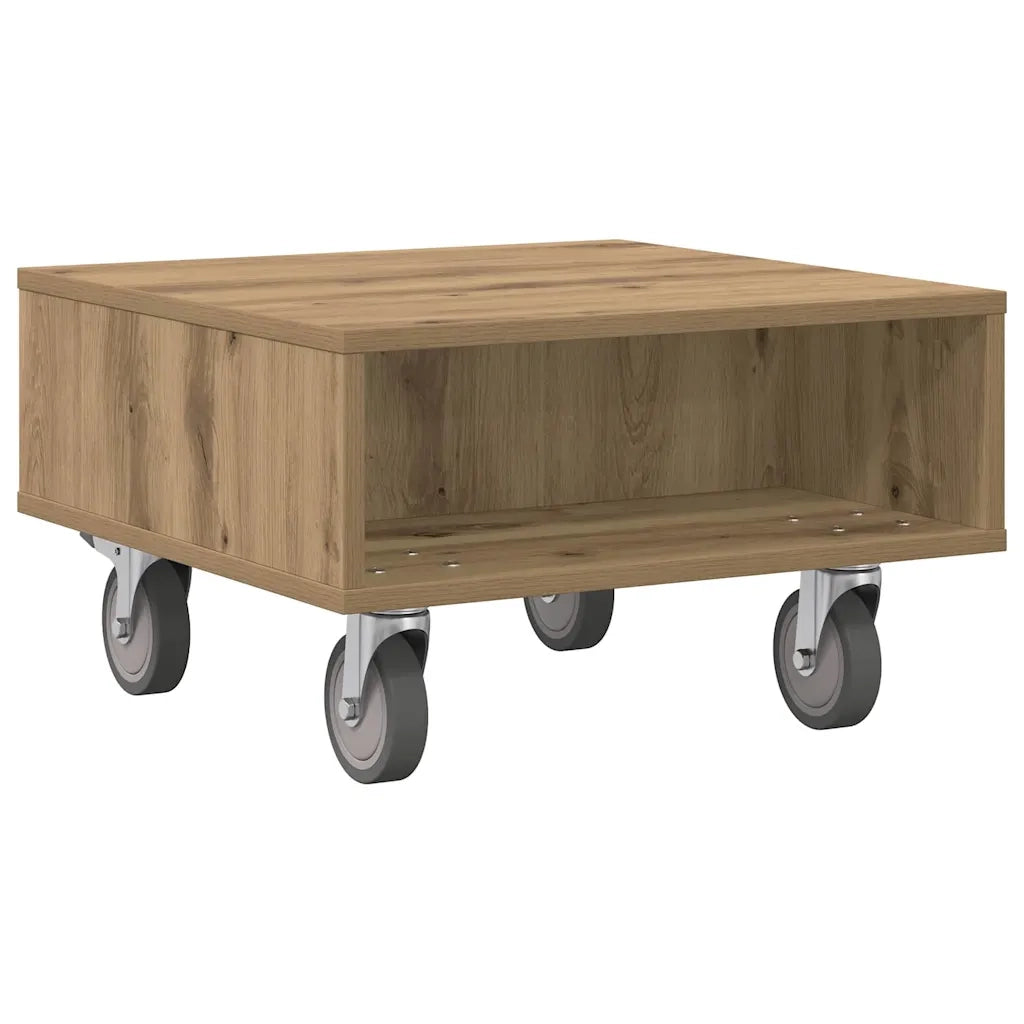 Tavolino con Ruote Rovere artigianale 50,5 x 50 x 30 cm