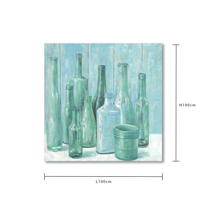 Quadro con 2 Bottiglie Dim 100x100 cm