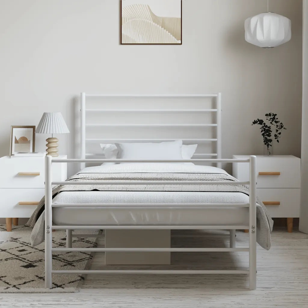 Giroletto con Testiera e Pediera Metallo Bianco 100x190 cmcod mxl 104546